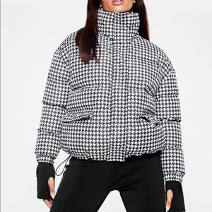 Black MSGD Ski Houndstooth Printed Jacket